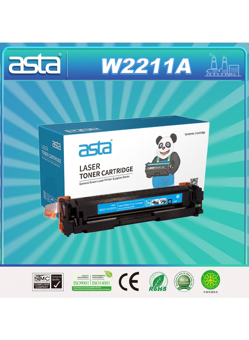 استا خرطوشة حبر ASTA M283fdw 207A W2211A مع رقاقة متوافقة مع طابعة Color Laserjet Pro M255dw MFP M282nw M283fdn W 2211 207 A سماوي C مستهلكات مكتبية ملونة عالية الجودة - Image 1
